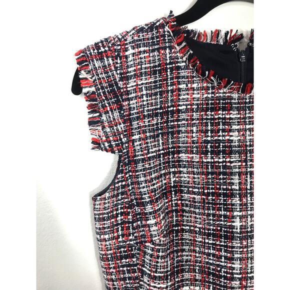 J. Crew Tweed Blue Red Pink Shift Dress Women's 00 Office Church Holiday Preppy - Picture 2 of 12